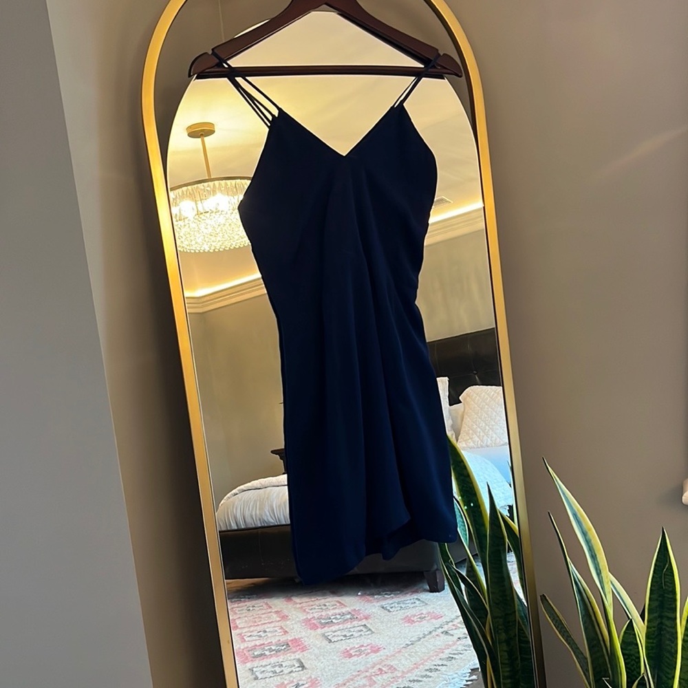 Short blue cross back dress
